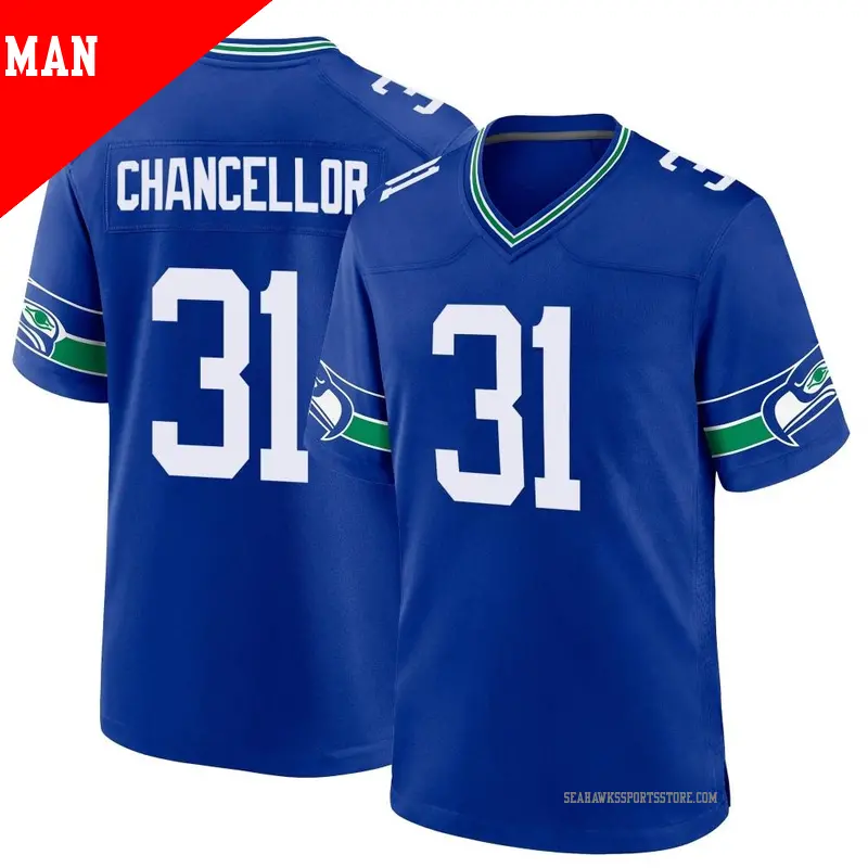 Men s 31 Kam Chancellor Seattle Seahawks Game Royal Throwback Jersey
